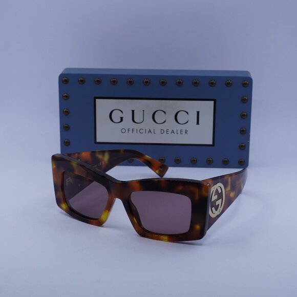 Gucci GG1842S 003 Square Sunglasses - Havana\Lilac - Picture 1 of 11